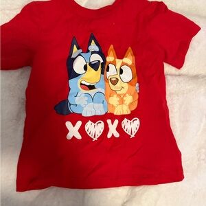 Bluey Valentines Day Kids Red Cartoon Character Tee
